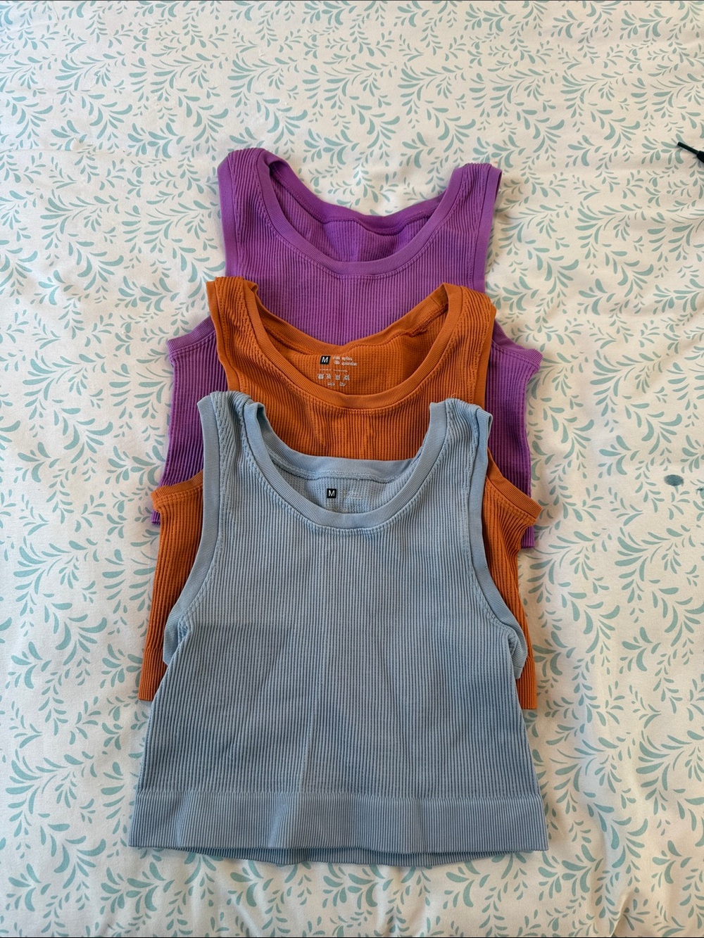 Women's Ribbed Tank Top - Light Blue, Orange, Purple
